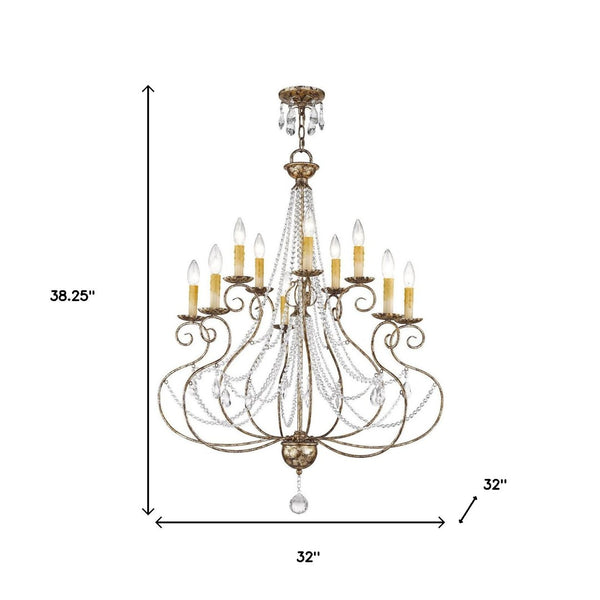 HomeRoots Ten Light Dimmable Chandelier – Modern Steel Fixture with Cylinder Shades for Elegant Lighting Decor 687741