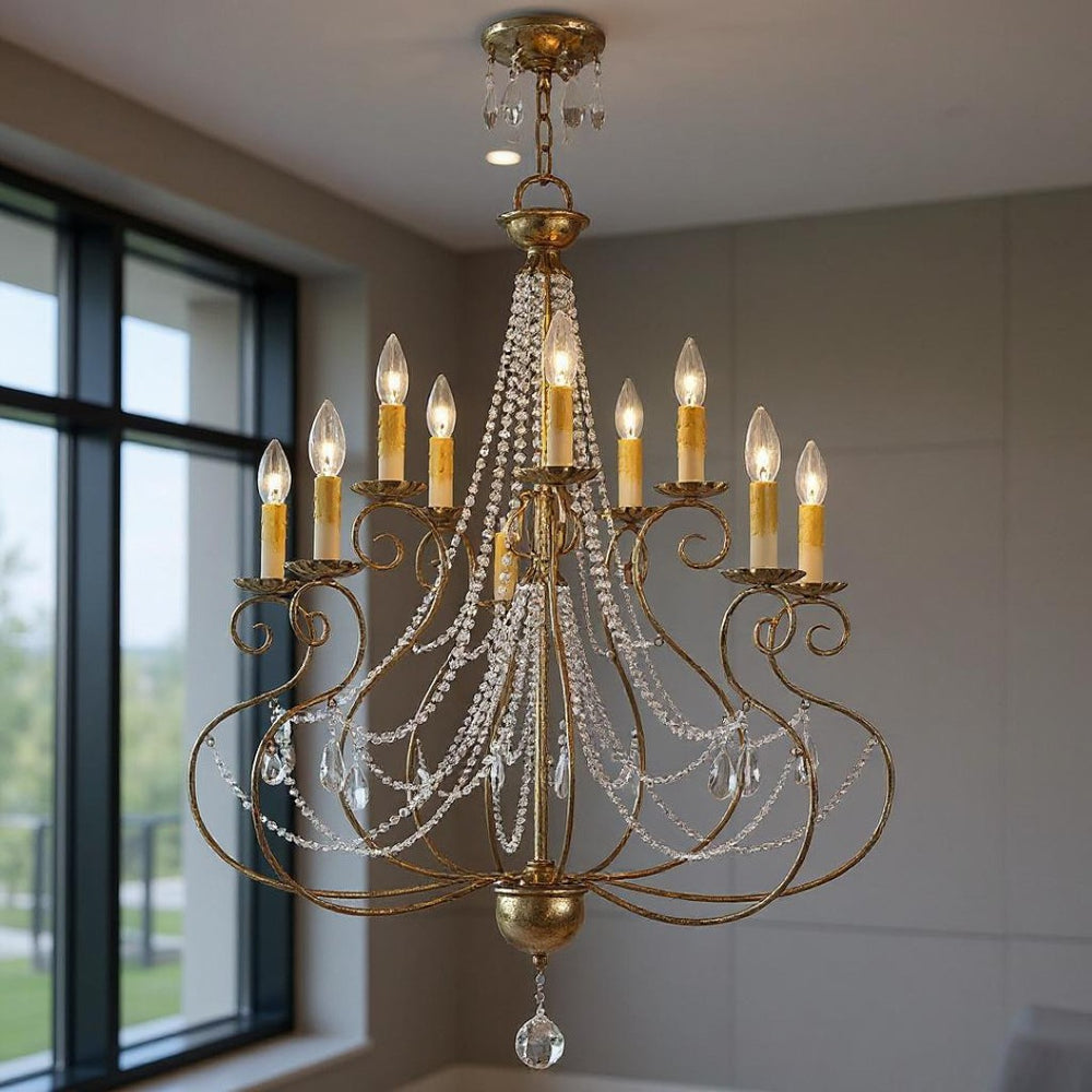 HomeRoots Ten Light Dimmable Chandelier – Modern Steel Fixture with Cylinder Shades for Elegant Lighting Decor 687741