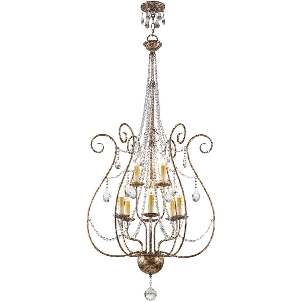 HomeRoots Nine Light Dimmable Chandelier - Modern Cylindrical Design for Stylish Entryways & Dining Spaces 687743