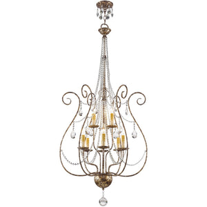 HomeRoots Nine Light Dimmable Chandelier - Modern Cylindrical Design for Stylish Entryways & Dining Spaces 687743