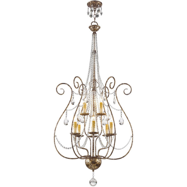 HomeRoots Nine Light Dimmable Chandelier - Modern Cylindrical Design for Stylish Entryways & Dining Spaces 687743