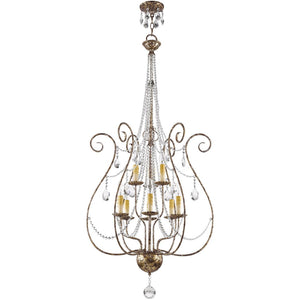 HomeRoots Nine Light Dimmable Chandelier - Modern Cylindrical Design for Stylish Entryways & Dining Spaces 687743