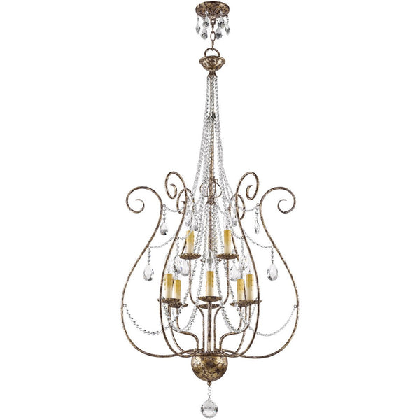 HomeRoots Nine Light Dimmable Chandelier - Modern Cylindrical Design for Stylish Entryways & Dining Spaces 687743