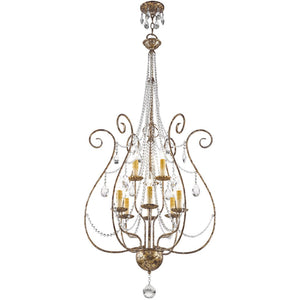 HomeRoots Nine Light Dimmable Chandelier - Modern Cylindrical Design for Stylish Entryways & Dining Spaces 687743