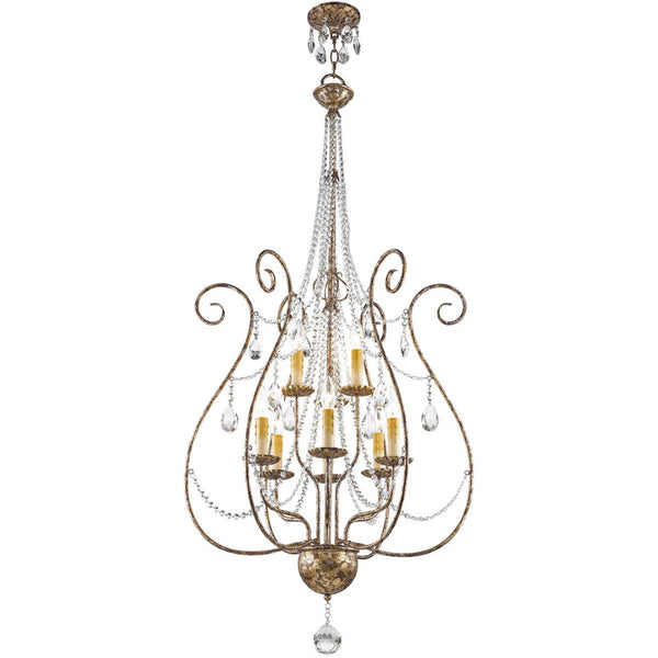 HomeRoots Nine Light Dimmable Chandelier - Modern Cylindrical Design for Stylish Entryways & Dining Spaces 687743
