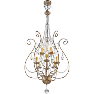 HomeRoots Nine Light Dimmable Chandelier - Modern Cylindrical Design for Stylish Entryways & Dining Spaces 687743