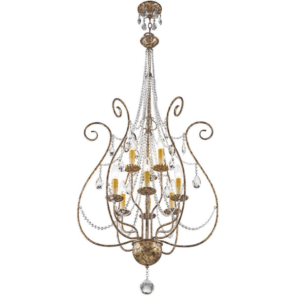 HomeRoots Nine Light Dimmable Chandelier - Modern Cylindrical Design for Stylish Entryways & Dining Spaces 687743
