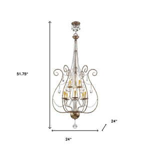 HomeRoots Nine Light Dimmable Chandelier - Modern Cylindrical Design for Stylish Entryways & Dining Spaces 687743