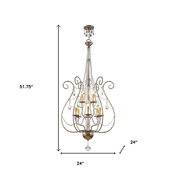 HomeRoots Nine Light Dimmable Chandelier - Modern Cylindrical Design for Stylish Entryways & Dining Spaces 687743