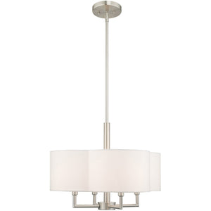 HomeRoots Four Light Dimmable Chandelier - Modern Cylinder Shades for Stylish Illumination in Any Space 687745