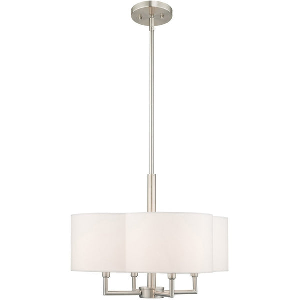 HomeRoots Four Light Dimmable Chandelier - Modern Cylinder Shades for Stylish Illumination in Any Space 687745