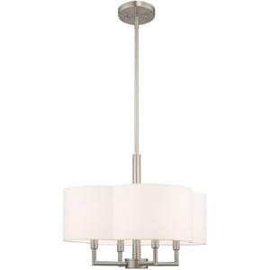 HomeRoots Four Light Dimmable Chandelier - Modern Cylinder Shades for Stylish Illumination in Any Space 687745