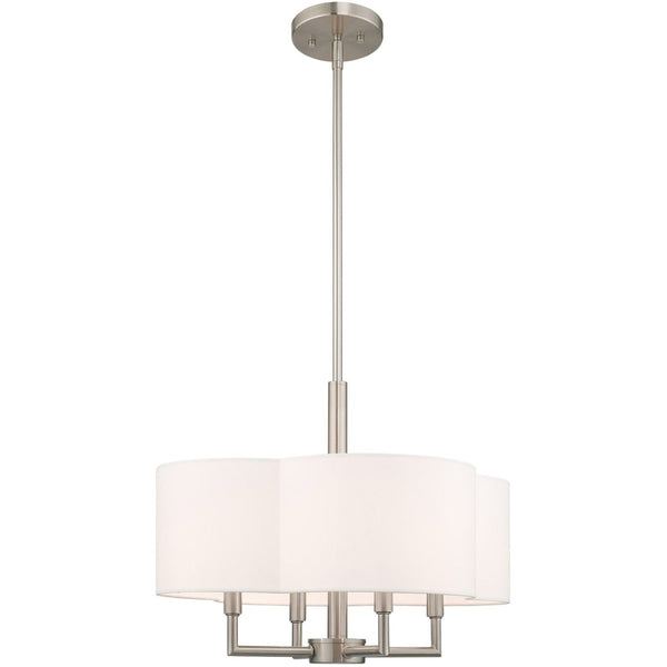 HomeRoots Four Light Dimmable Chandelier - Modern Cylinder Shades for Stylish Illumination in Any Space 687745