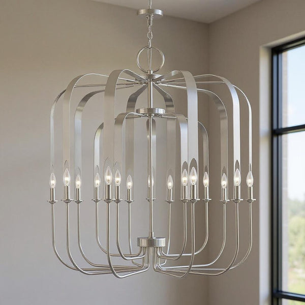HomeRoots Multi Light Dimmable Chandelier – Modern Cylindrical Design for Elegant Ambiance in Any Space 687746