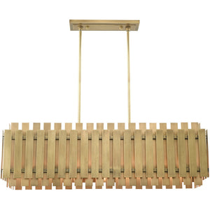 HomeRoots Five Light Dimmable Chandelier with Modern Cylinder Shades for Elegant Spaces & Adjustable Ambiance 687747