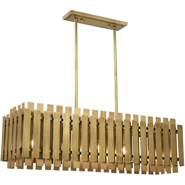 HomeRoots Five Light Dimmable Chandelier with Modern Cylinder Shades for Elegant Spaces & Adjustable Ambiance 687747
