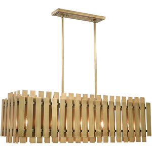 HomeRoots Five Light Dimmable Chandelier with Modern Cylinder Shades for Elegant Spaces & Adjustable Ambiance 687747