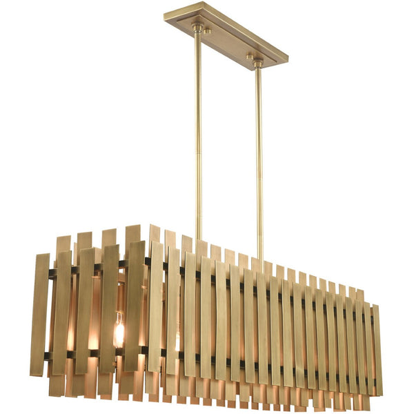 HomeRoots Five Light Dimmable Chandelier with Modern Cylinder Shades for Elegant Spaces & Adjustable Ambiance 687747