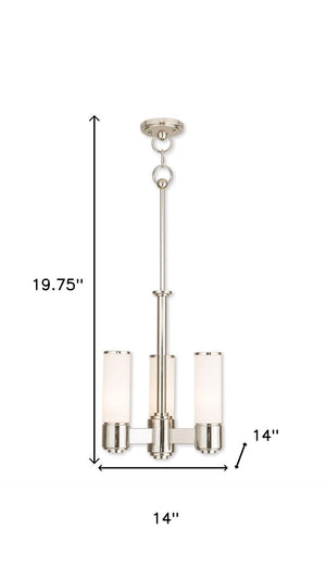 HomeRoots Nickel Three-Light Dimmable Chandelier with Opal Shades - Modern Elegance for Any Space 687748