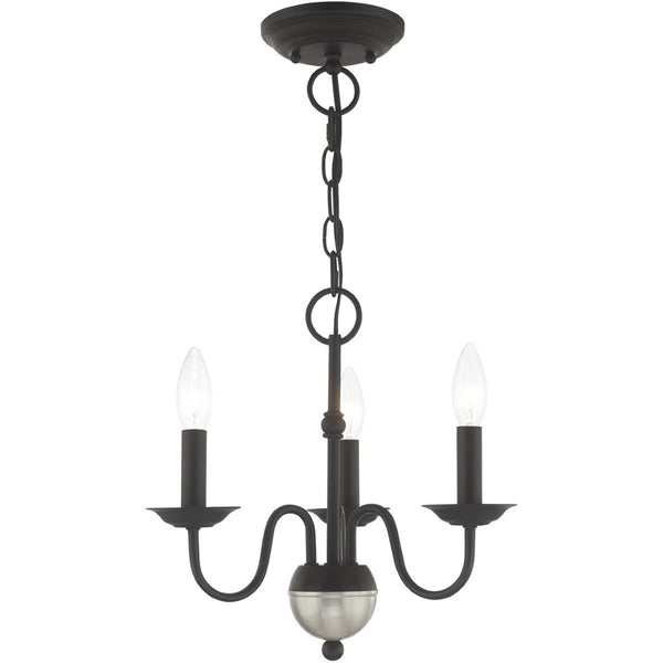 HomeRoots Black Three-Light Dimmable Chandelier with Modern Cylinder Shades for Stylish Ambient Lighting 687757