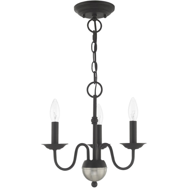 HomeRoots Black Three-Light Dimmable Chandelier with Modern Cylinder Shades for Stylish Ambient Lighting 687757