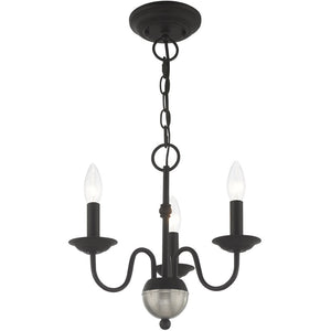 HomeRoots Black Three-Light Dimmable Chandelier with Modern Cylinder Shades for Stylish Ambient Lighting 687757
