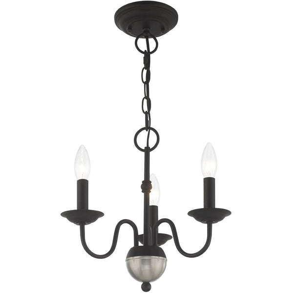 HomeRoots Black Three-Light Dimmable Chandelier with Modern Cylinder Shades for Stylish Ambient Lighting 687757