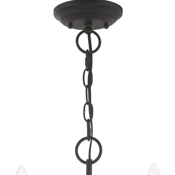 HomeRoots Black Three-Light Dimmable Chandelier with Modern Cylinder Shades for Stylish Ambient Lighting 687757