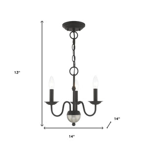 HomeRoots Black Three-Light Dimmable Chandelier with Modern Cylinder Shades for Stylish Ambient Lighting 687757