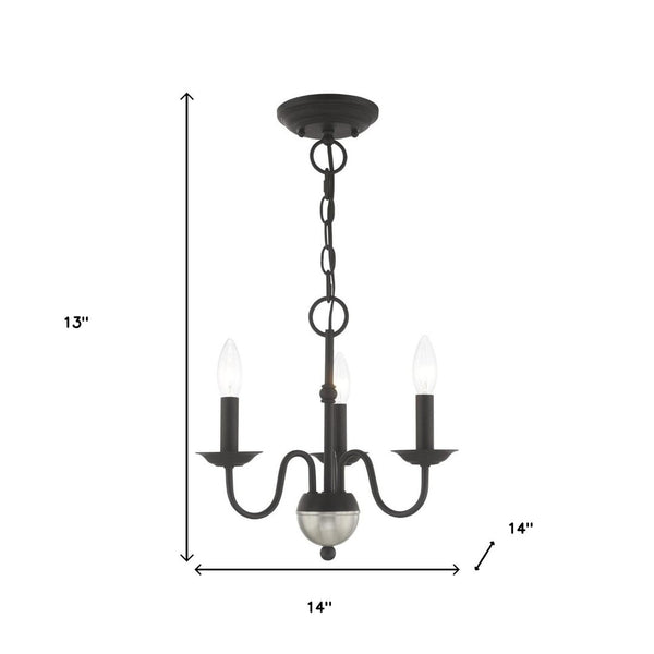 HomeRoots Black Three-Light Dimmable Chandelier with Modern Cylinder Shades for Stylish Ambient Lighting 687757