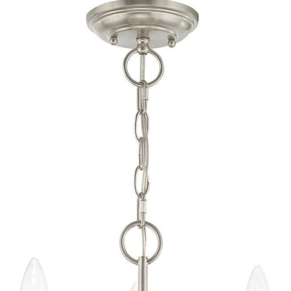 HomeRoots Three Light Dimmable Chandelier – Elegant Modern Design with Steel Shades for Versatile Home Decor 687759
