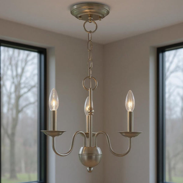 HomeRoots Three Light Dimmable Chandelier – Elegant Modern Design with Steel Shades for Versatile Home Decor 687759