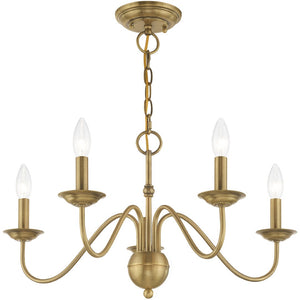 HomeRoots Five Light Dimmable Chandelier - Modern Pendant with Sleek Cylindrical Shades for Any Room Ambiance 687760
