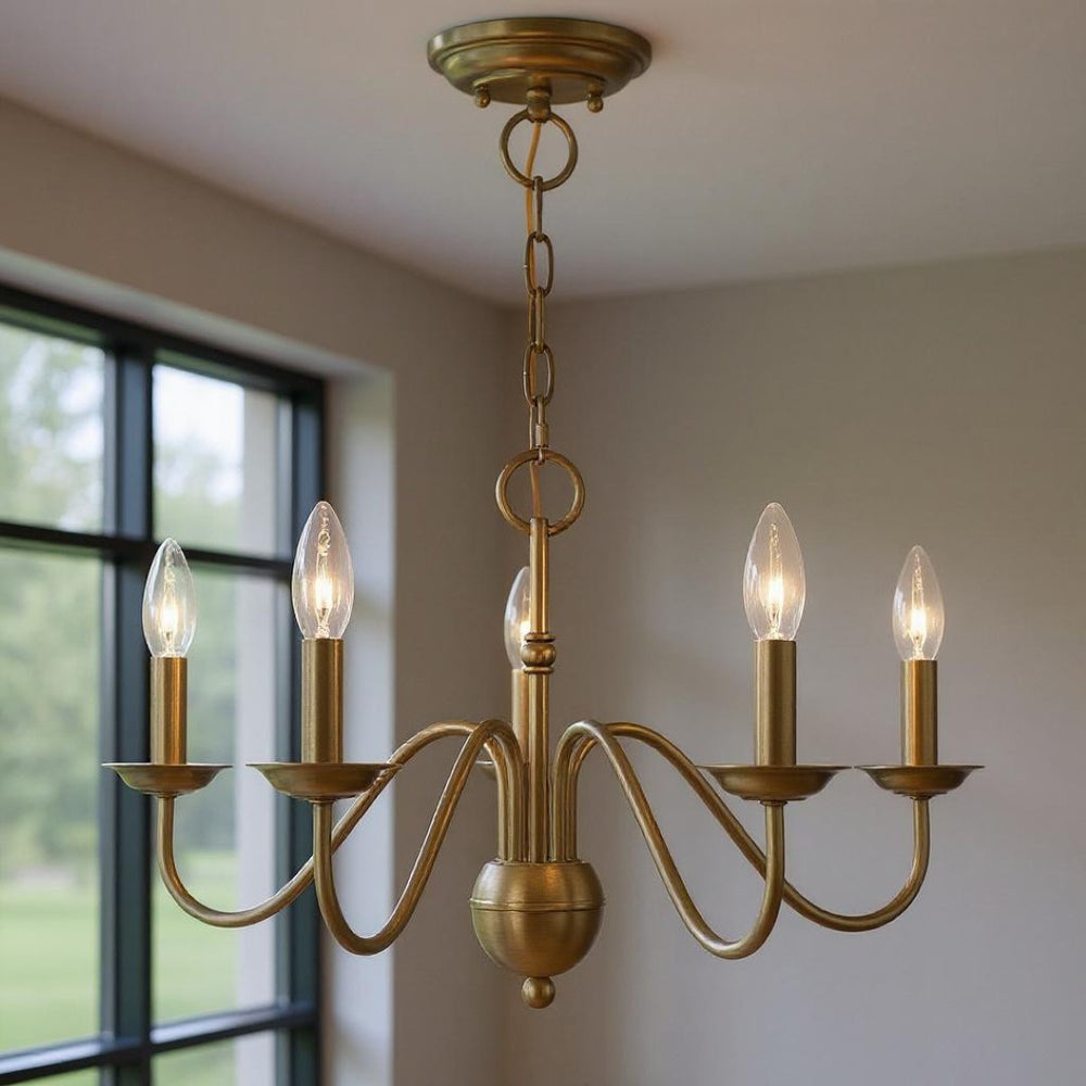 HomeRoots Five Light Dimmable Chandelier - Modern Pendant with Sleek Cylindrical Shades for Any Room Ambiance 687760