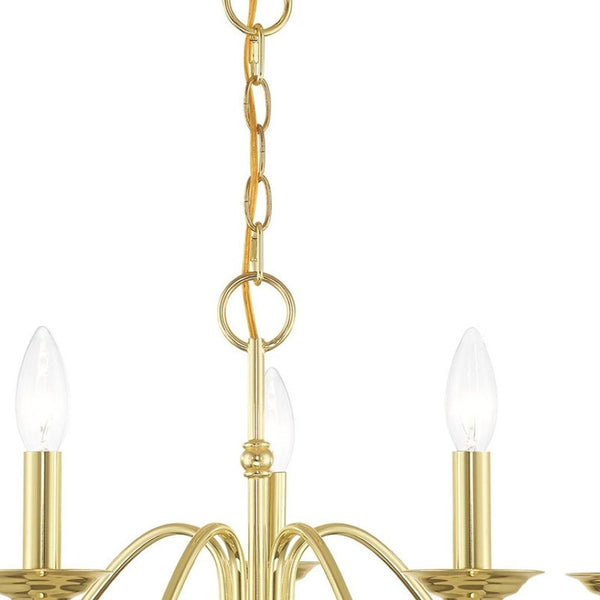 HomeRoots Five-Light Dimmable Chandelier - Modern Steel Shades for Stylish Ambiance in Dining & Living Spaces 687761