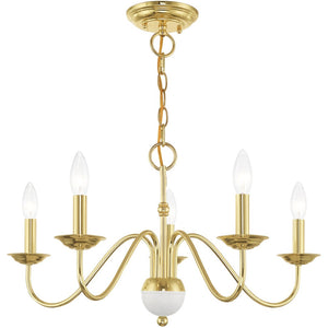 HomeRoots Five-Light Dimmable Chandelier - Modern Steel Shades for Stylish Ambiance in Dining & Living Spaces 687761
