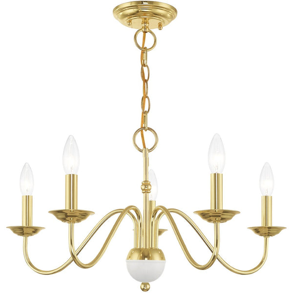 HomeRoots Five-Light Dimmable Chandelier - Modern Steel Shades for Stylish Ambiance in Dining & Living Spaces 687761