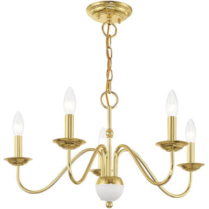 HomeRoots Five-Light Dimmable Chandelier - Modern Steel Shades for Stylish Ambiance in Dining & Living Spaces 687761