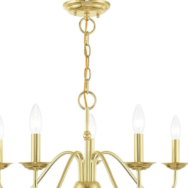 HomeRoots Five-Light Dimmable Chandelier - Modern Steel Shades for Stylish Ambiance in Dining & Living Spaces 687761
