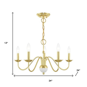 HomeRoots Five-Light Dimmable Chandelier - Modern Steel Shades for Stylish Ambiance in Dining & Living Spaces 687761