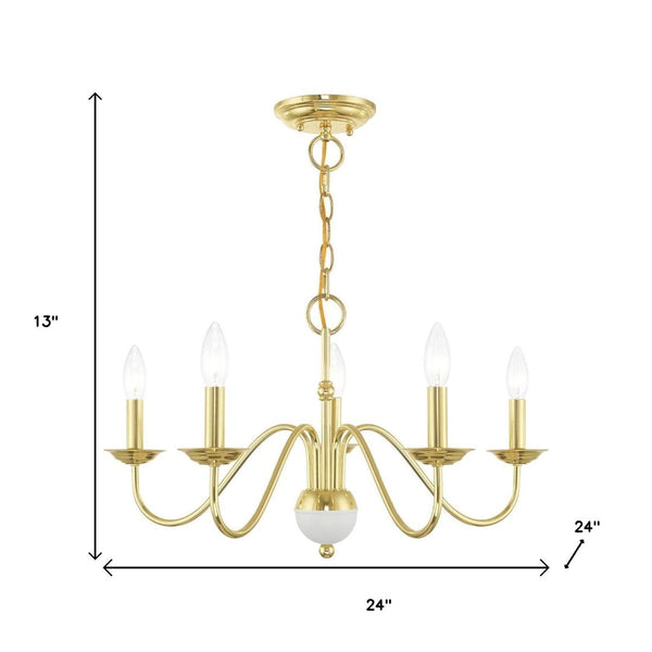 HomeRoots Five-Light Dimmable Chandelier - Modern Steel Shades for Stylish Ambiance in Dining & Living Spaces 687761