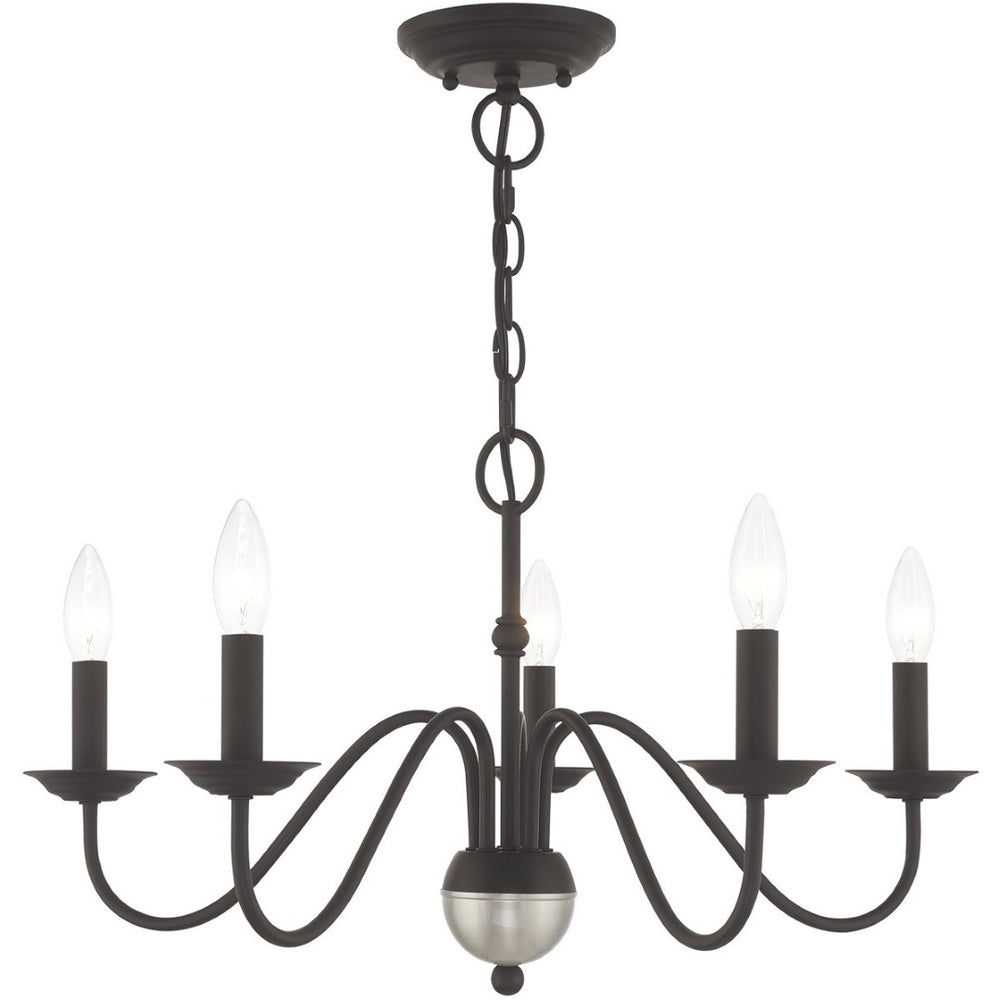 HomeRoots Black Five-Light Dimmable Chandelier - Modern Matte Finish with Cylinder Shades for Timeless Elegance 687762