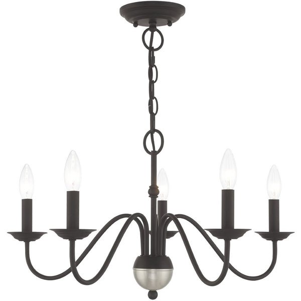 HomeRoots Black Five-Light Dimmable Chandelier - Modern Matte Finish with Cylinder Shades for Timeless Elegance 687762