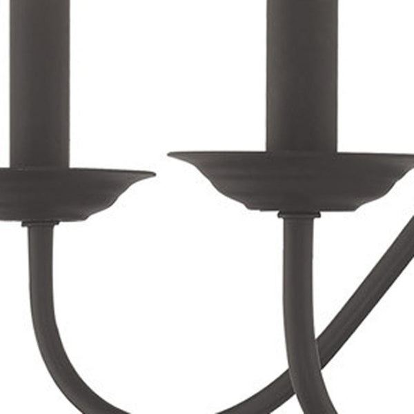 HomeRoots Black Five-Light Dimmable Chandelier - Modern Matte Finish with Cylinder Shades for Timeless Elegance 687762