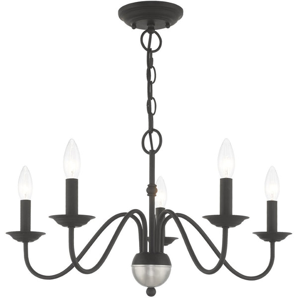 HomeRoots Black Five-Light Dimmable Chandelier - Modern Matte Finish with Cylinder Shades for Timeless Elegance 687762