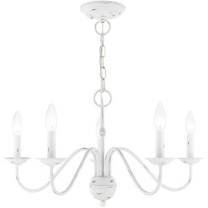 HomeRoots Five Light Dimmable Chandelier - Modern Cylindrical Shades for Adjustable Elegance in Any Space 687763