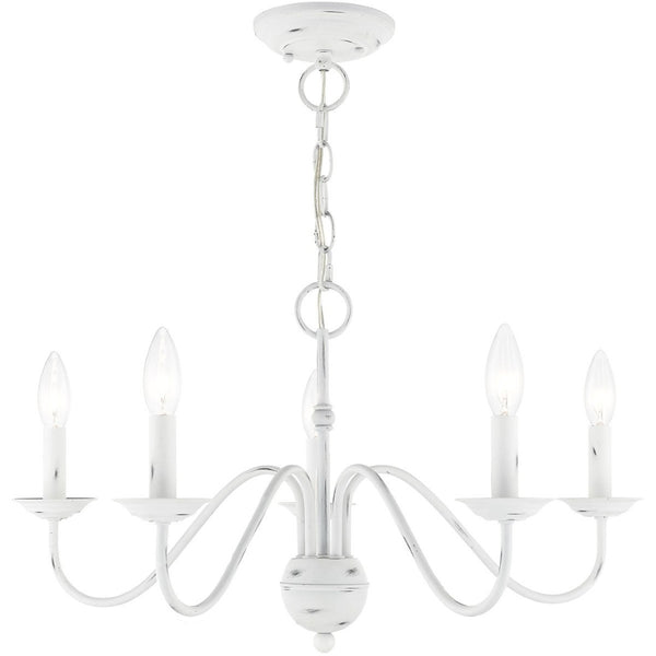 HomeRoots Five Light Dimmable Chandelier - Modern Cylindrical Shades for Adjustable Elegance in Any Space 687763