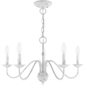 HomeRoots Five Light Dimmable Chandelier - Modern Cylindrical Shades for Adjustable Elegance in Any Space 687763