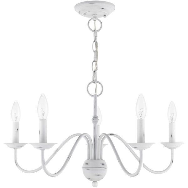 HomeRoots Five Light Dimmable Chandelier - Modern Cylindrical Shades for Adjustable Elegance in Any Space 687763