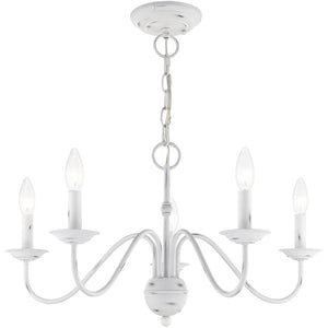 HomeRoots Five Light Dimmable Chandelier - Modern Cylindrical Shades for Adjustable Elegance in Any Space 687763